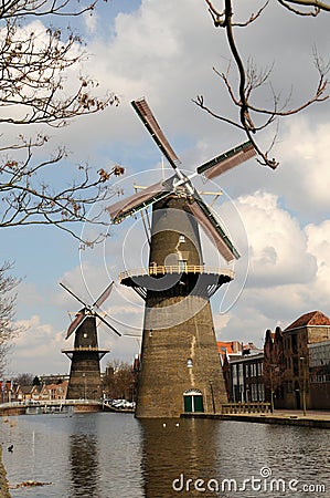 Windmills in De Vrijheid and De Noord Stock Photo
