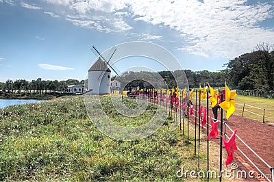 Windmills, Ecoland Theme Park, Jeju Island Editorial Stock Photo