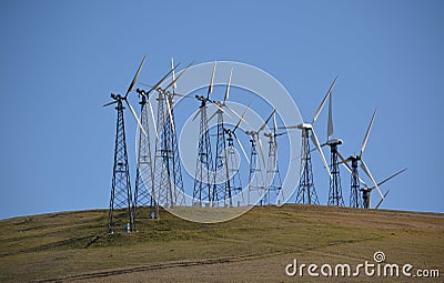 Windmills for Electric Power Production Stock Photo