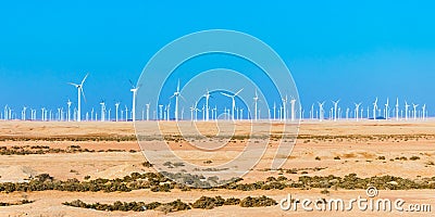 Windmills for electric power production Stock Photo