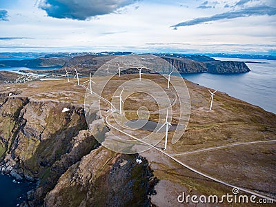 Windmills for electric power production Stock Photo