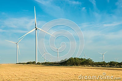 Windmills for electric power production. Stock Photo