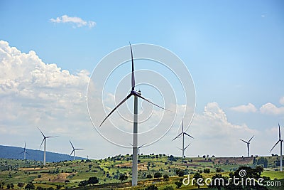 Windmills for electric power production Stock Photo