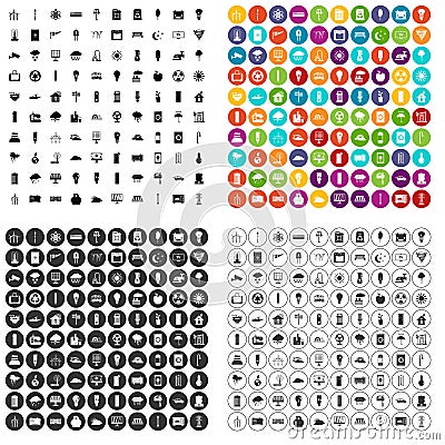 100 windmills icons set vector variant Vector Illustration