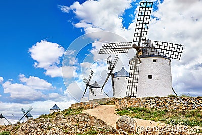 Windmills at knolls Consuegra Castilla La Mancha Stock Photo