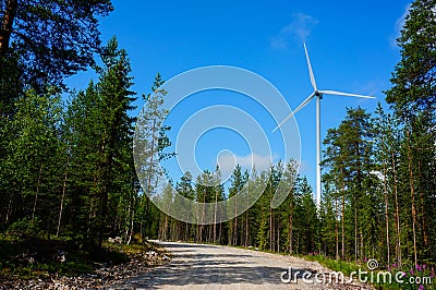 Windmills for renewable electric energy production, Finland Stock Photo