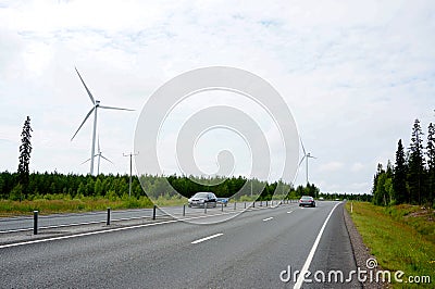 Windmills for renewable electric energy production Stock Photo