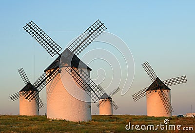 Windmills at Sunset Stock Photo