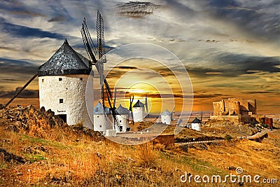 Windmils of Spain Stock Photo