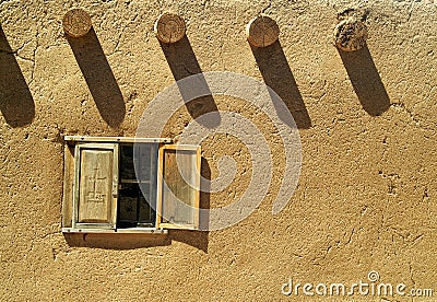 Window in an adobe building. Editorial Stock Photo