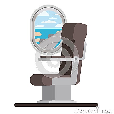 Window airplane with chair Vector Illustration