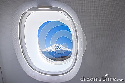 Window from airplane Stock Photo