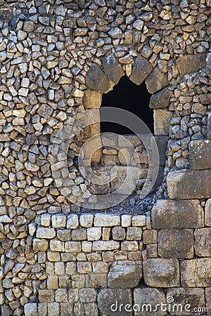 Window in Ancient Nimrod fortress Stock Photo