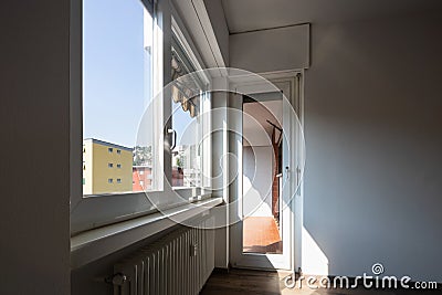 Window and balcony detail, empty room Stock Photo