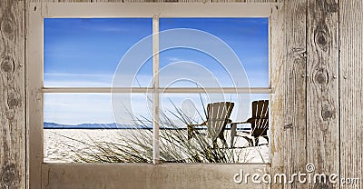 Window with Beach View Stock Photo