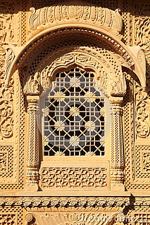 Window of beautiful ornamental building in india Stock Photo