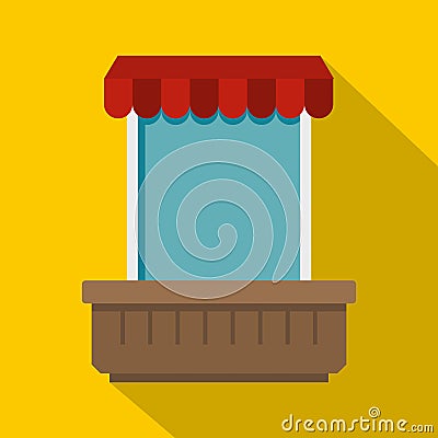 Window with canopy icon, flat style Vector Illustration