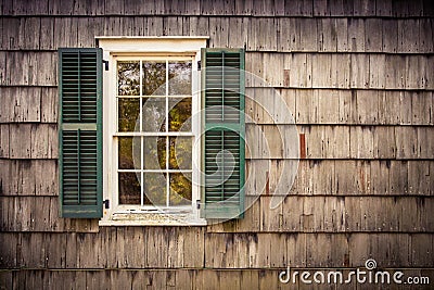 Window Cedar Shake exterior Stock Photo