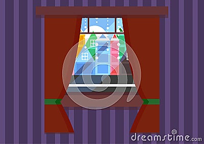 A window with a city view Vector Illustration