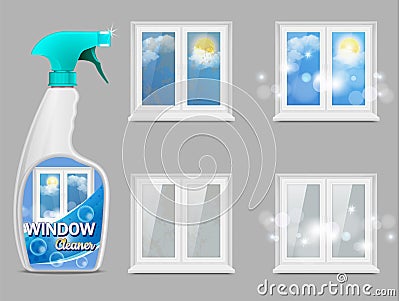 Window cleaning detergent, vector 3d realistic illustration Vector Illustration