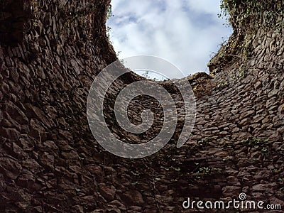 A window into the cloudy sky ... Stock Photo