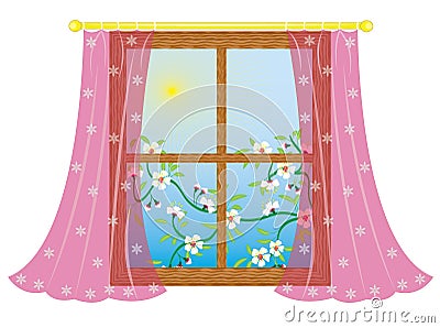 Window with curtain Stock Photo