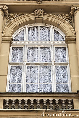 Curtains on the window of old palace Editorial Stock Photo