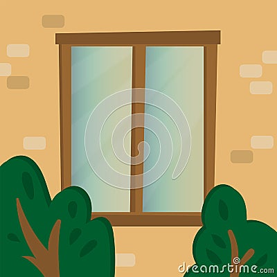 WINDOW DAY Home Happiness Family Flat Vector Illustration Vector Illustration
