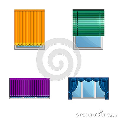 Window decor icons set cartoon vector. Blinds and curtain Vector Illustration