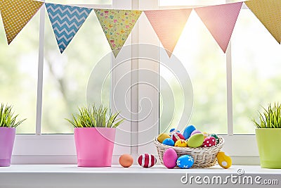 Window decorating for holiday. Stock Photo