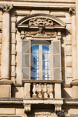 Window details of Palazzo Maffei, Verona Stock Photo