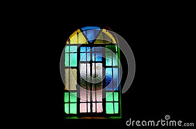 Window of different colors in the dark close up Stock Photo