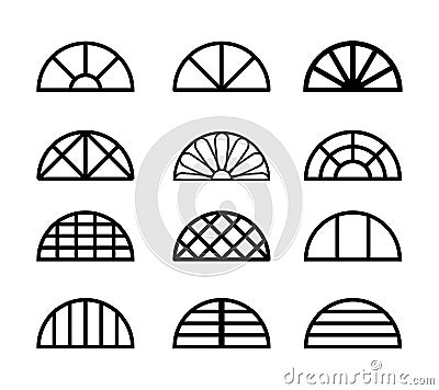 Window frame in semicircle shape, vector Vector Illustration