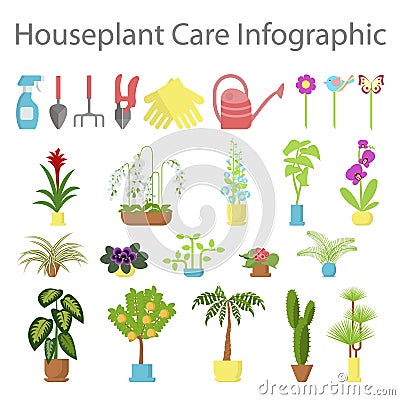 Window gardening ifographic elements Vector Illustration