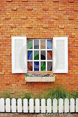 Window with Glass Color Stock Photo