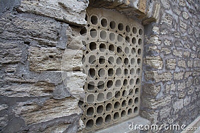 Window grill design of an old middle eastern architecture. Stock Photo