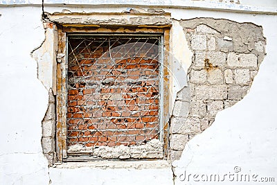 Window with a lattice brick Stock Photo