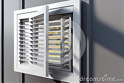 window louver with privacy grille, providing added security Stock Photo