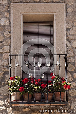 Window of medieval village of Pedraza, Segovia Stock Photo