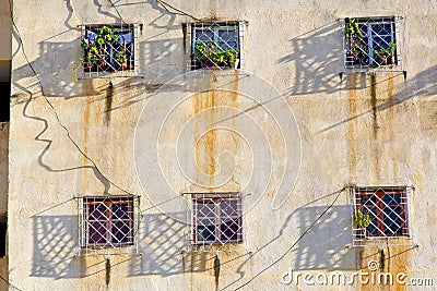 window in morocco africa and old construction wal brick histori Stock Photo