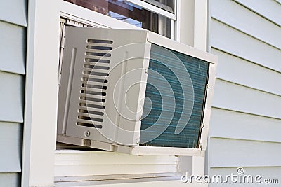 Window mounted air conditioner Stock Photo