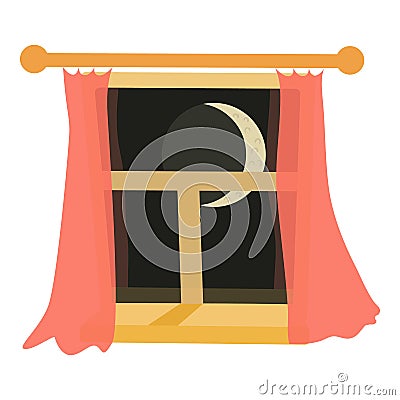 Window night icon, cartoon style Vector Illustration