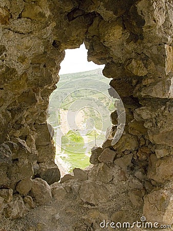 Window in an old stone fortress Stock Photo