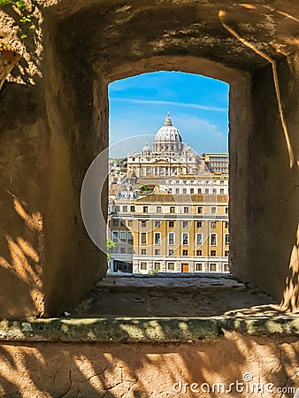 Window overlooking Vatican and Rome Stock Photo