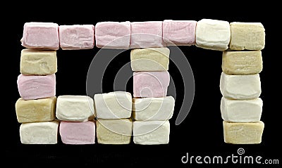 Window and portal made of marshmallows Stock Photo