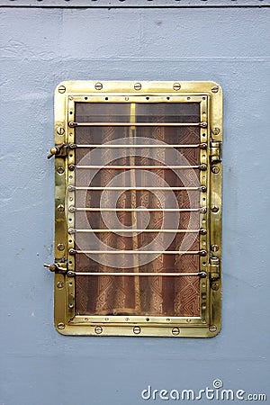 Window - the porthole at a military ship Stock Photo