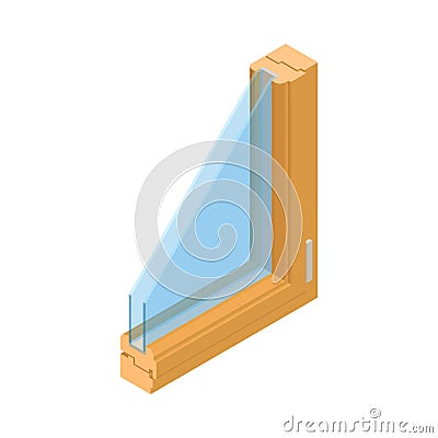 Isometric Window Profile Vector Illustration