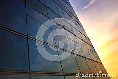 Window reflection at sunset time Stock Photo