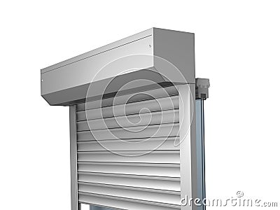 Window with roller shutter Stock Photo