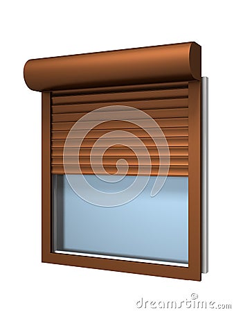 Window with roller shutter Stock Photo